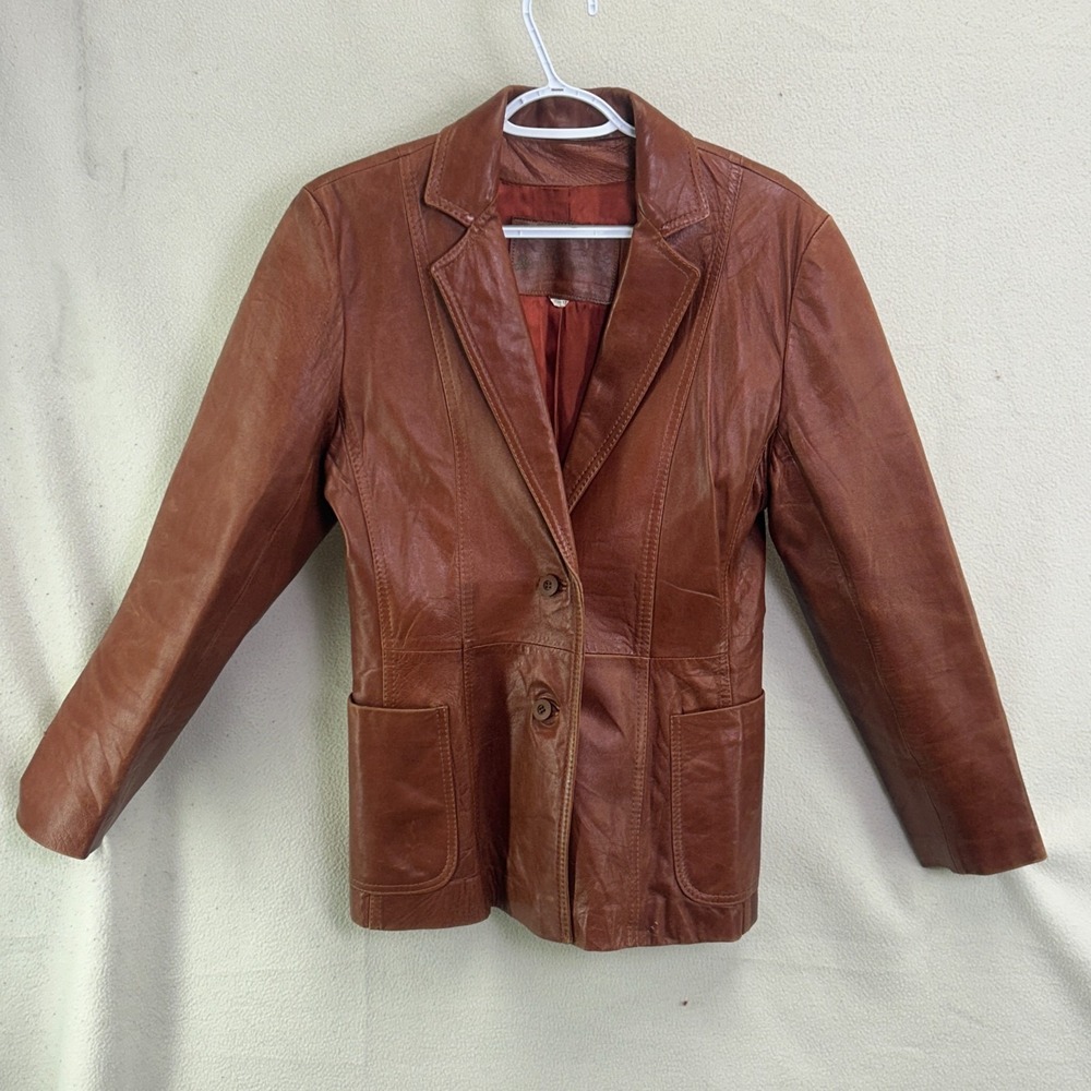 Beau Geste Leatherware Vintage Womens 13 Caramel Brown Genuine Leather Jacket